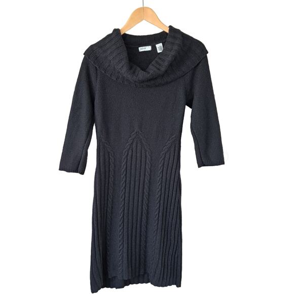 Anthropologie Sleeping on Snow Black Lancet Cowl Neck Sweater Dress Size Large - Picture 7 of 8